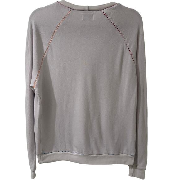 Lauren Moshi Jocelyn "Love Peace Happiness" Rainbow Stitch Sweatshirt XS - Picture 9 of 9